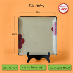 Bộ Bát Đĩa Bát Tràng Hoa Sứ Đỏ