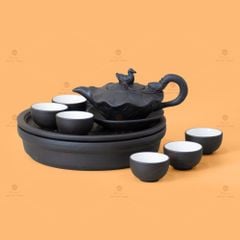 Bộ Ấm Trà Tử Sa Sen Vịt Khay Thủng