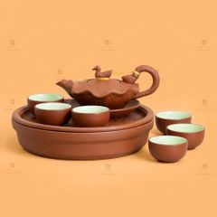 Bộ Ấm Trà Tử Sa Sen Vịt Khay Thủng