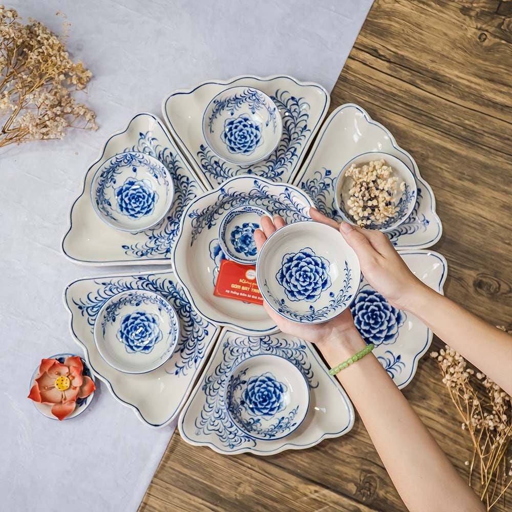 Bộ Bát Đĩa Hoa Mặt Trời Mẫu Đơn