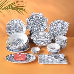 Bộ Bát Đĩa Bát Tràng Vẽ Cá Đàn