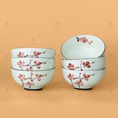 Bộ Bát Đĩa Hoa Mặt Trời Đào Đỏ