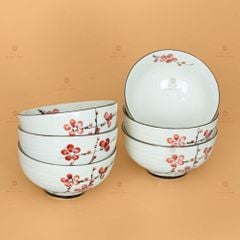 Bộ Bát Đĩa Hoa Mặt Trời Đào Đỏ