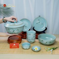 Bộ Bàn Ăn 4 Người (10 món) Men Ngọc Hoa Đào Trắng