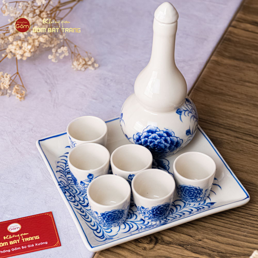 Bộ Nậm Rượu Hoa Mẫu Đơn