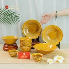 Bộ Bàn Ăn 4 Người (10 Món) Men Nâu Vân Sen