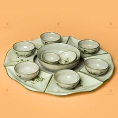 Bộ Bát Đĩa Hoa Mặt Trời Đào Chuồn