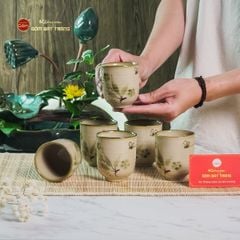 Cốc Uống Trà Dáng Thon Họa Tiết Chuồn Trúc
