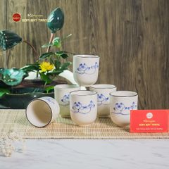 Cốc Uống Trà Dáng Thon Họa Tiết Hoa Sen