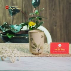 Cốc Uống Trà Dáng Trụ Họa Tiết Chuồn Trúc