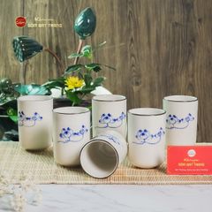 Cốc Uống Trà Dáng Trụ Họa Tiết Hoa Sen