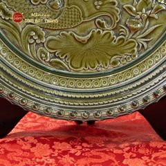 Đĩa Trưng Bày Đắp Nổi Cá Chép Hoa Sen