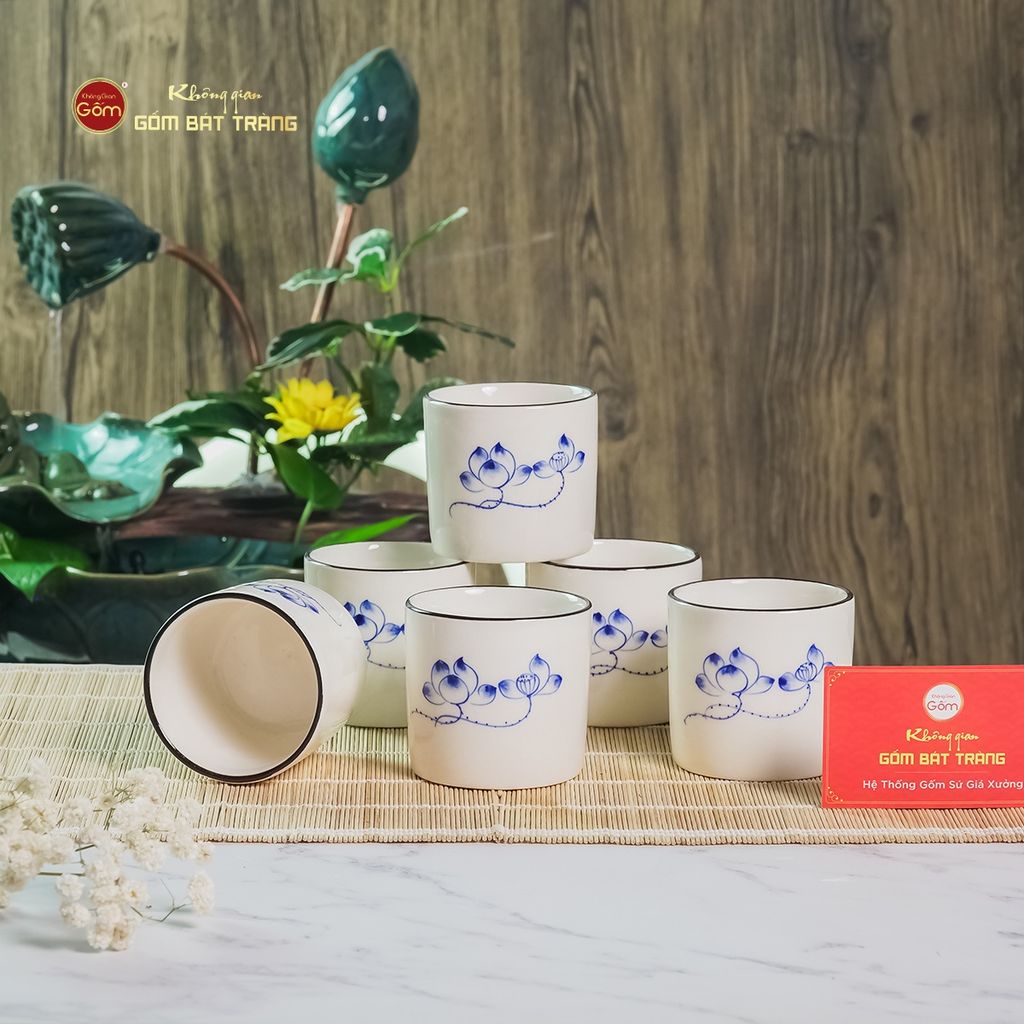 Cốc Uống Trà Họa Tiết Hoa Sen