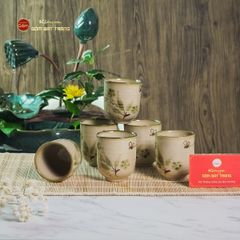 Cốc Uống Trà Dáng Thon Họa Tiết Chuồn Trúc