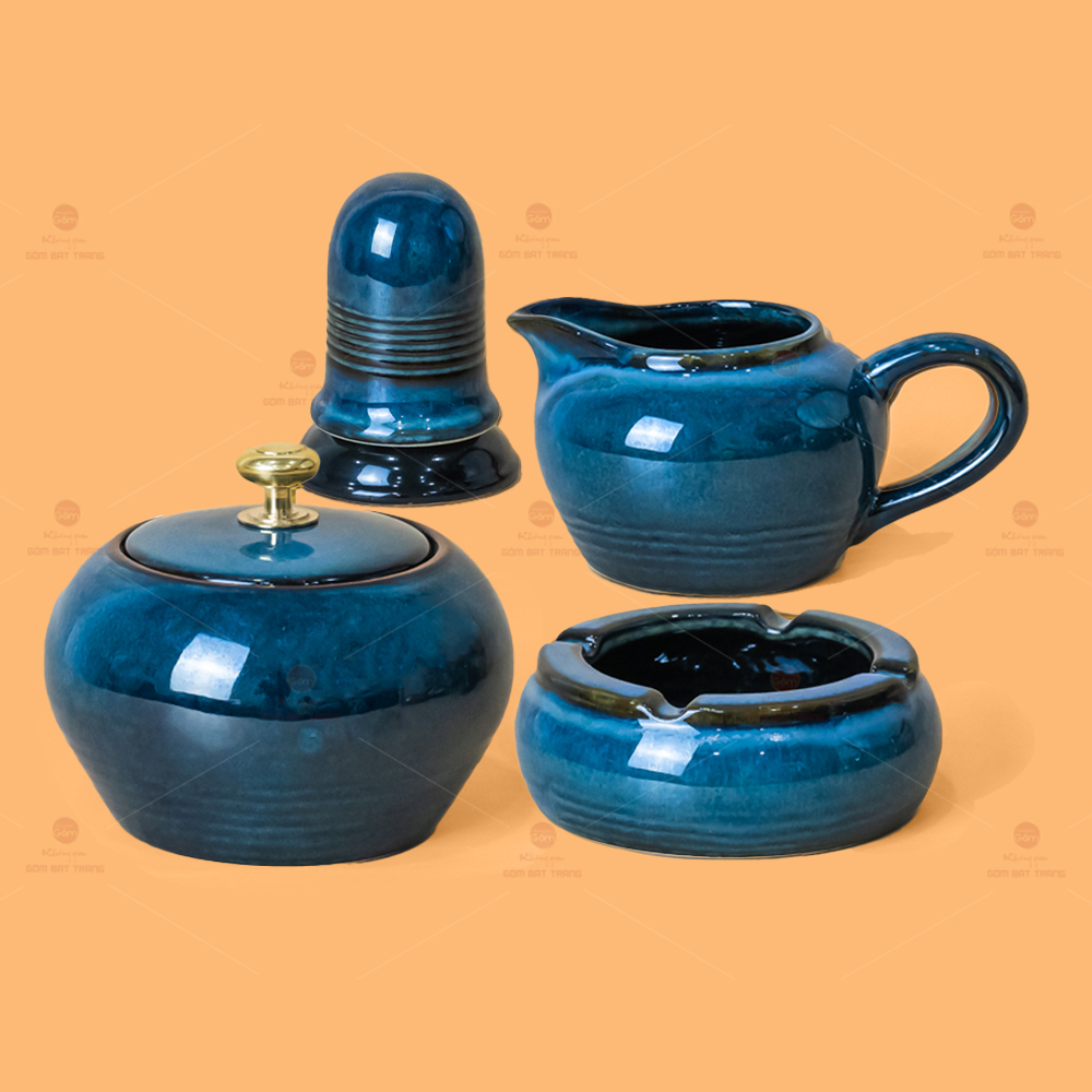 Bộ Ấm Trà Quai Trúc Men Hỏa Biến