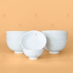 Bộ Bát Đĩa Hoa Mặt Trời Minh Châu Trắng