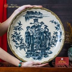 Đĩa Trưng Bày Tam Đa Men Rạn Bọc Đồng