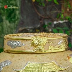Chum Sành Cá Chép Vượt Vũ Môn Kim Sa Chạm Nổi Dát Vàng