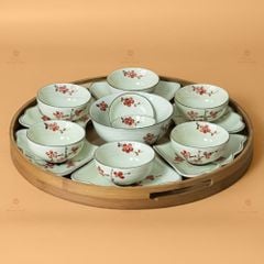 Bộ Bát Đĩa Hoa Mặt Trời Đào Đỏ