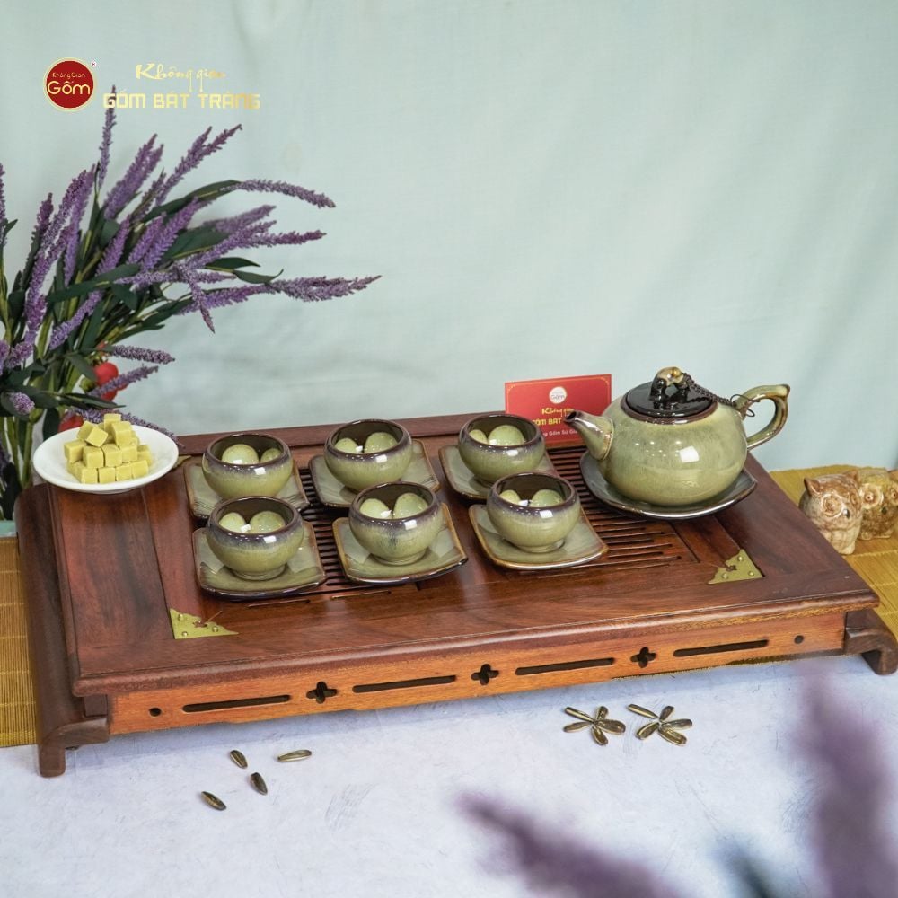 Khay Trà Gỗ Chân Cuốn Thư