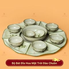 Bộ Bát Đĩa Hoa Mặt Trời Đào Chuồn