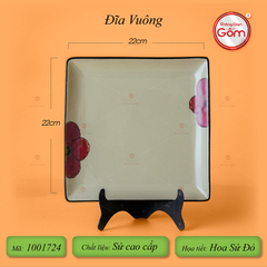 Bộ Bát Đĩa Bát Tràng Hoa Sứ Đỏ