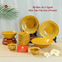 Bộ Bàn Ăn 4 Người (10 Món) Men Nâu Vân Sen