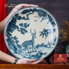 Đĩa Cảnh Hươu Sao Chim Hạc Men Rạn