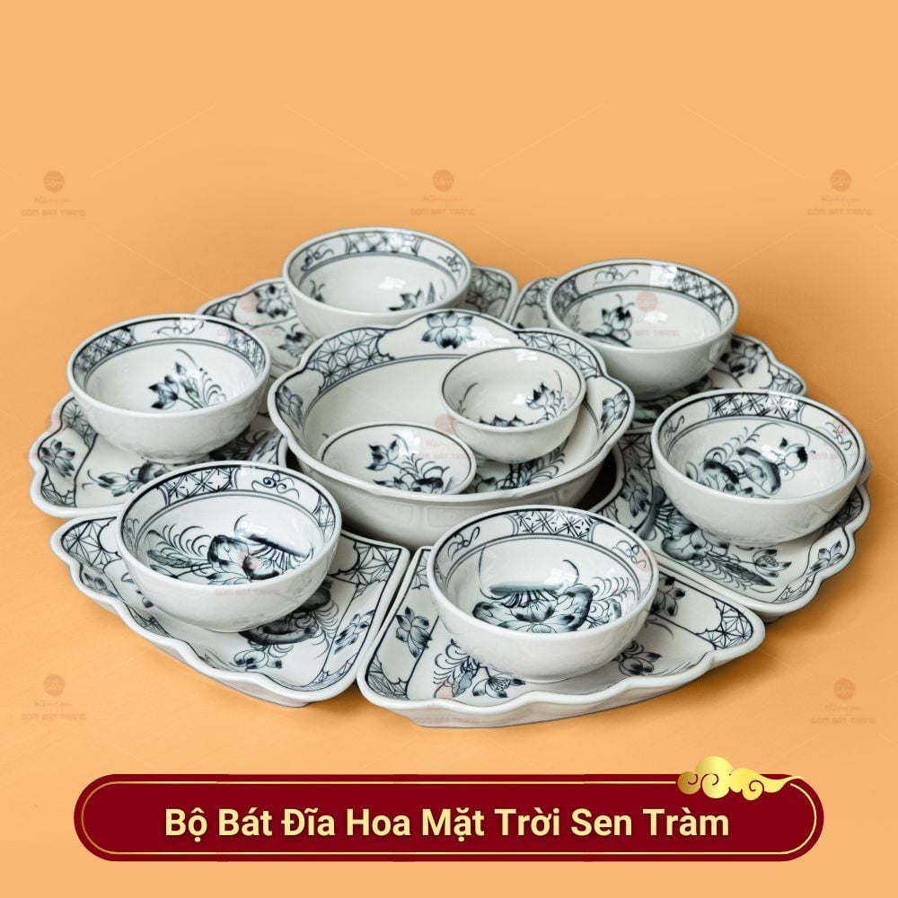 Bộ Bát Đĩa Hoa Mặt Trời Sen Tràm