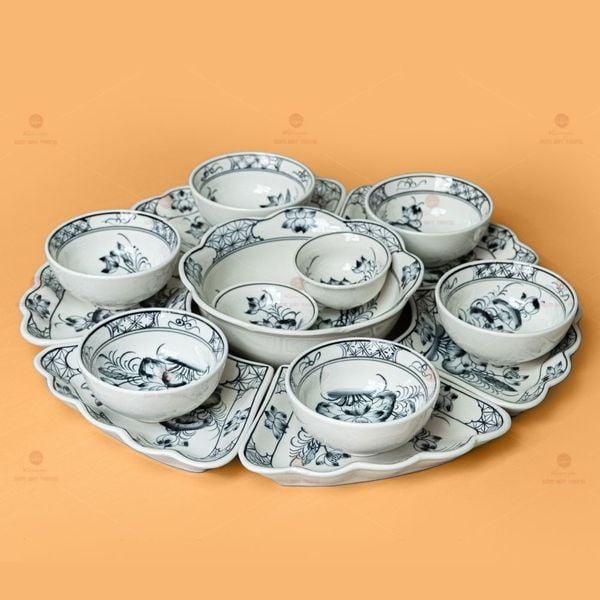 Bộ Bát Đĩa Hoa Mặt Trời Sen Tràm