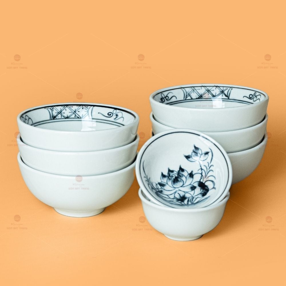 Bộ Bát Đĩa Hoa Mặt Trời Sen Tràm
