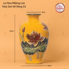 Lọ Hoa Miệng Loe Hoa Sen Vẽ Vàng