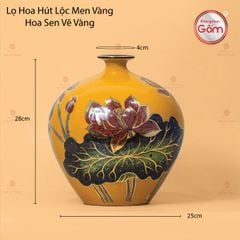 Lọ Hút Lộc Men Vàng Hoa Sen Vẽ Vàng