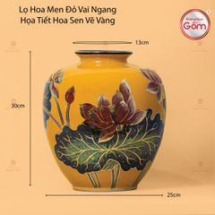 Lọ Hoa Vai Ngang Họa Tiết Hoa Sen Vẽ Vàng