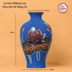 Lọ Hoa Mai Bình Men Xanh Hoa Sen Vẽ Vàng
