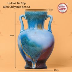 Lọ Hoa Tai Cúp Men Chảy Họa Tiết Búp Sen