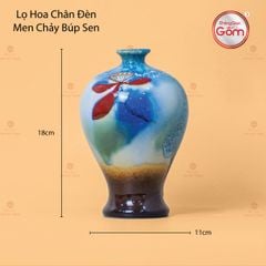 Lọ Hoa Chân Đèn Men Chảy Búp Sen