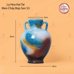 Lọ Hoa Tai Cúp Men Chảy Họa Tiết Búp Sen