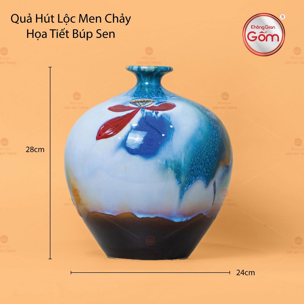 Quả Hút Lộc Men Chảy Họa Tiết Búp Sen