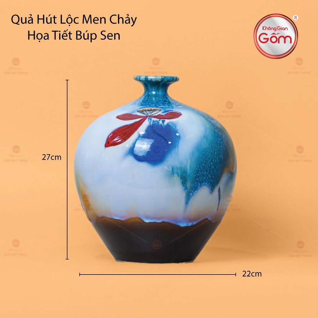 Quả Hút Lộc Men Chảy Họa Tiết Búp Sen