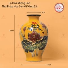 Lọ Hoa Miệng Loe Hoa Sen Vẽ Vàng