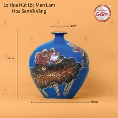 Lọ Hút Lộc Men Xanh Hoa Sen Vẽ Vàng