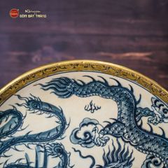 Đĩa Long Phụng Trình Tường Men Rạn Bọc Đồng