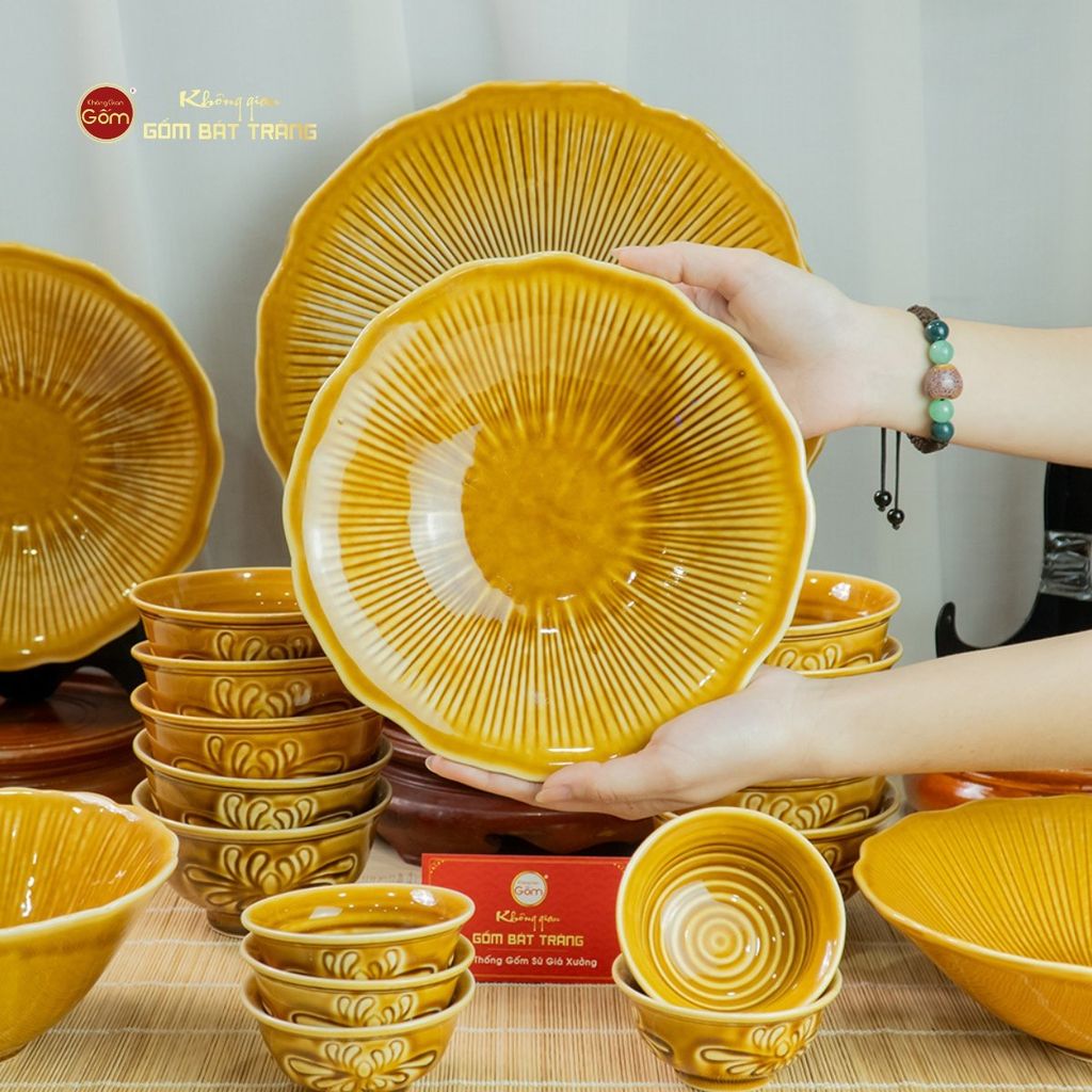 Bộ Bàn Ăn 4 Người (10 Món) Men Nâu Vân Sen