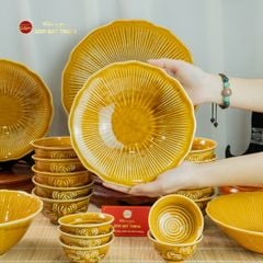Bộ Bàn Ăn 4 Người (10 Món) Men Nâu Vân Sen