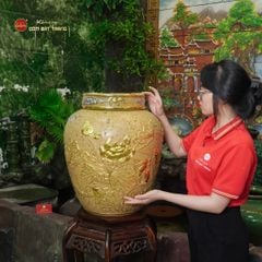 Chum Sành Cá Chép Vượt Vũ Môn Kim Sa Chạm Nổi Dát Vàng