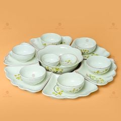 Bộ Bát Đĩa Hoa Mặt Trời Sen Vàng