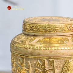 Chum Trống Đồng Kim Sa Chạm Nổi Dát Vàng