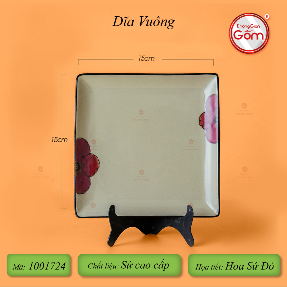 Bộ Bát Đĩa Bát Tràng Hoa Sứ Đỏ