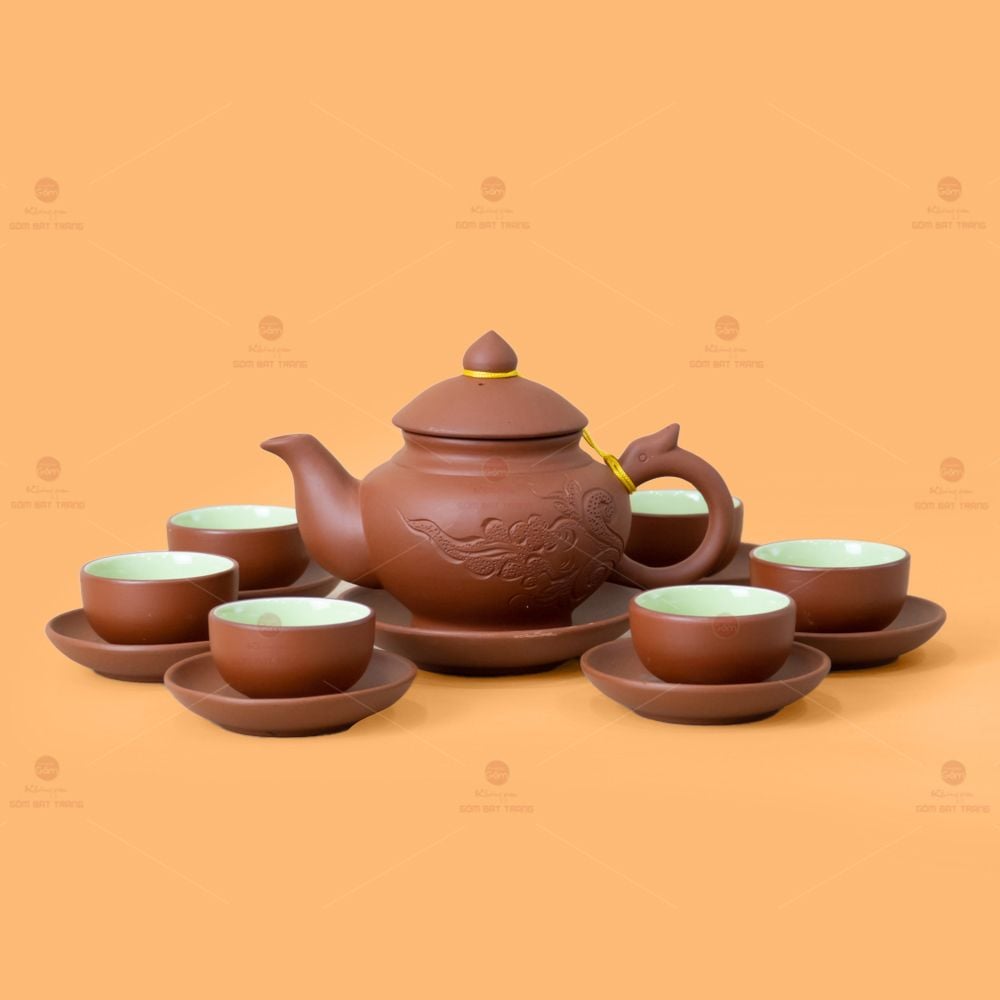 Bộ Ấm Trà Tử Sa Quai Rồng Tách Lót